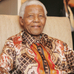 Nelson Mandela clothed in a Pathe'O shirt